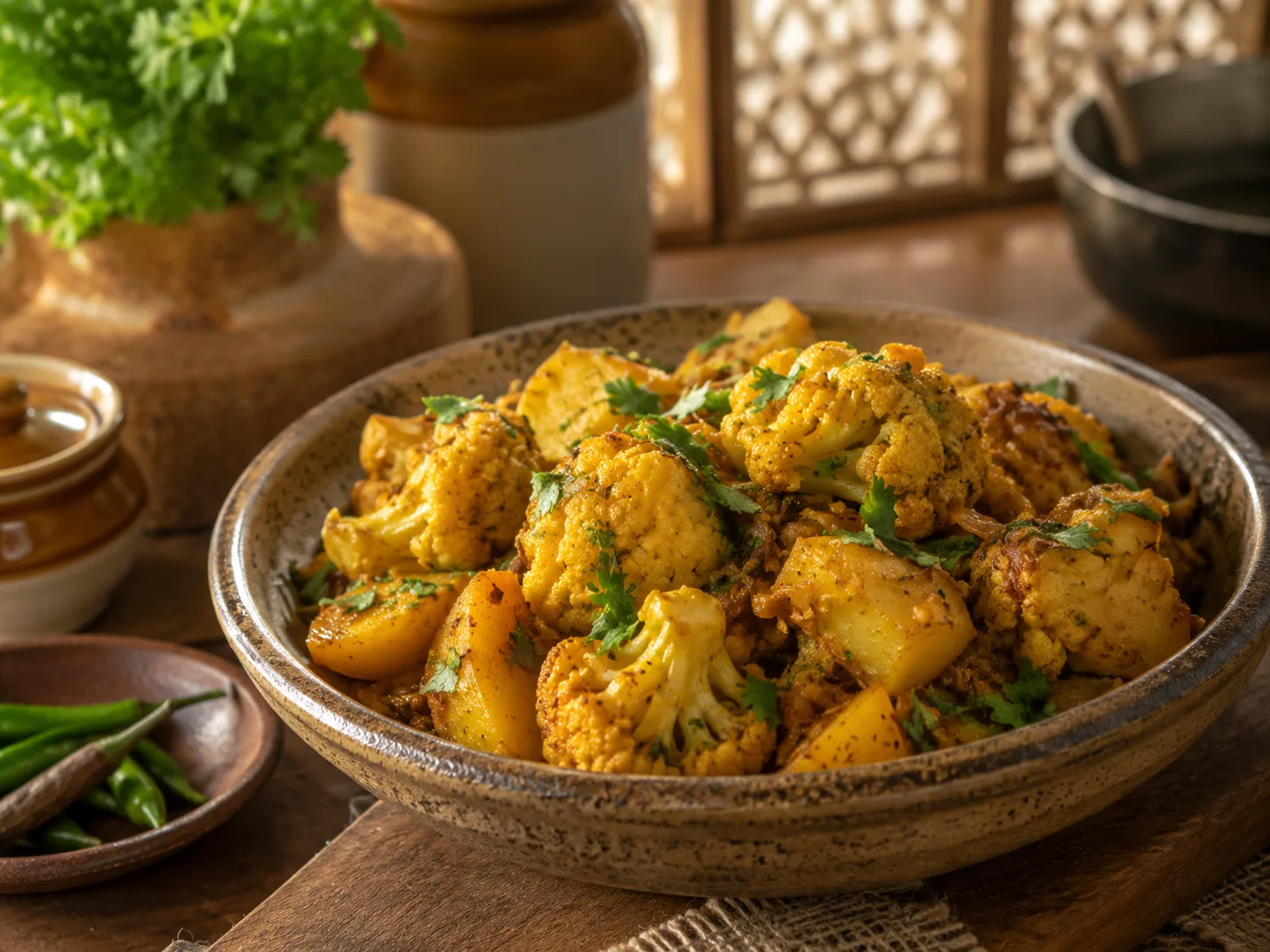Aloo gobi con patata, coliflor y especias cálidas