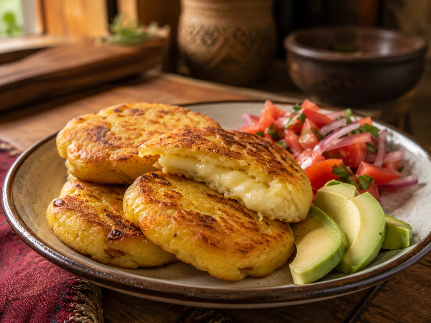 Llapingachos dorados de patata con relleno de queso