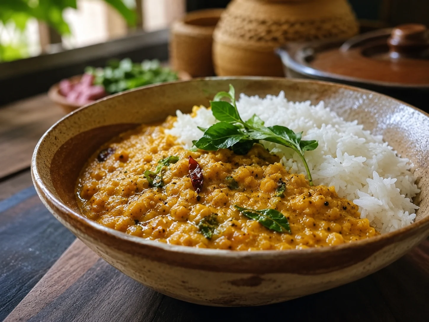 Curry de dhal de Sri Lanka con lentejas rojas y leche de coco